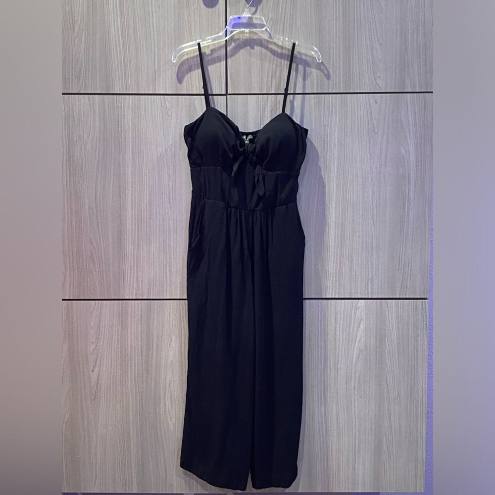 Lily Rose Spring Summer Black Spaghetti Strap Jumpsuit Pockets NWT